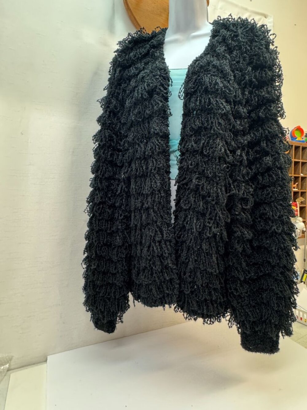 Vintage Woman’s black, Shag Jacket large